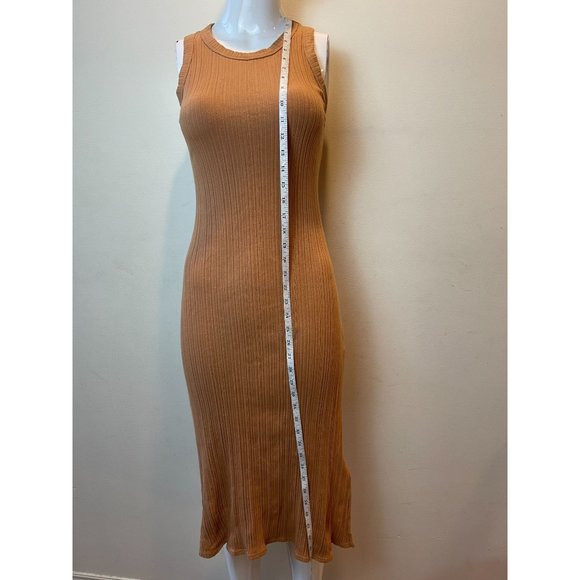 Lush Womens Knitted Tank Dress Sleeveless Side Slit Round Neck Rust Size Medium - Picture 2 of 6